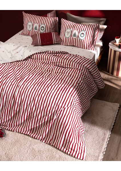 Celina Çift Kişilik %100 Pamuk Ranforce Baskılı Nevresim Takımı - Kırmızı fırsatları