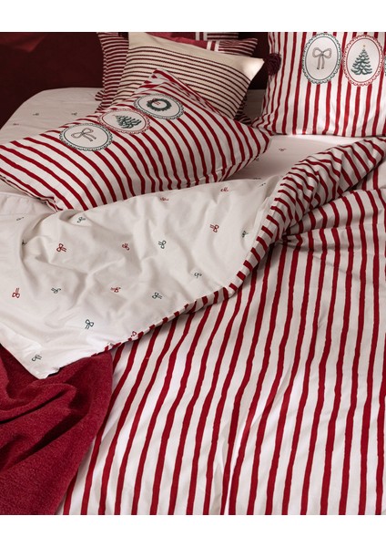 Celina Çift Kişilik %100 Pamuk Ranforce Baskılı Nevresim Takımı - Kırmızı