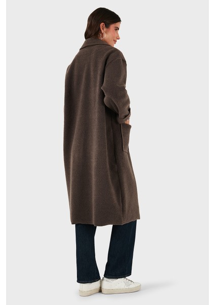 Via Dante Relaxed Fit Kruvaze Yaka Düğmeli Uzun Kaban Bayan Kaban 68821012 modelleri