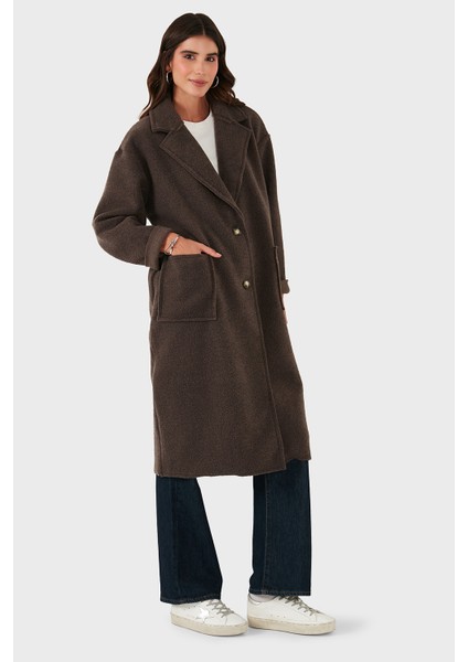 Via Dante Relaxed Fit Kruvaze Yaka Düğmeli Uzun Kaban Bayan Kaban 68821012 fırsatları