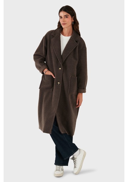 Via Dante Relaxed Fit Kruvaze Yaka Düğmeli Uzun Kaban Bayan Kaban 68821012 indirimleri