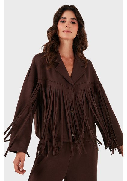 Via Dante Regular Fit Kruvaze Yaka Püsküllü Ceket Bayan Ceket 68821795