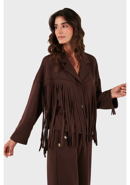 Via Dante Regular Fit Kruvaze Yaka Püsküllü Ceket Bayan Ceket 68821795 fırsatları