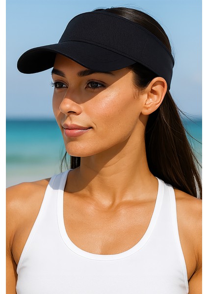 Arkası Ayarlanabilir Cırtlı Uzatmalı Üstü Açık Vizör Şapka Tenis Şapkası