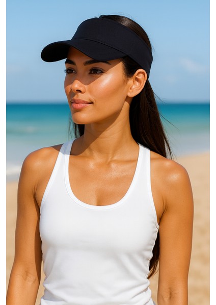 Arkası Ayarlanabilir Cırtlı Uzatmalı Üstü Açık Vizör Şapka Tenis Şapkası fırsatları