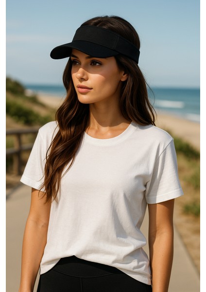 Arkası Ayarlanabilir Cırtlı Uzatmalı Üstü Açık Vizör Şapka Tenis Şapkası