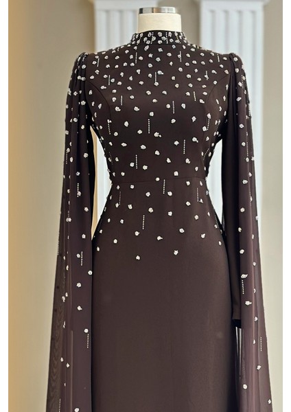 Afra Abiye Elbise Kahverengi fiyatları