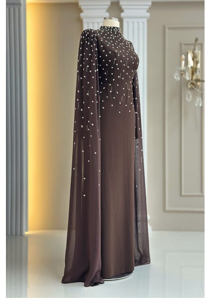 Afra Abiye Elbise Kahverengi modelleri