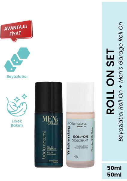 Doğal Beyazlatıcı Roll On & Men's Garage Roll On %100 Doğal