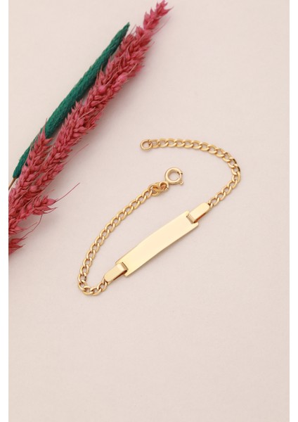 14 Ayar Altın Gurmet Plaka Çocuk Bilekliği