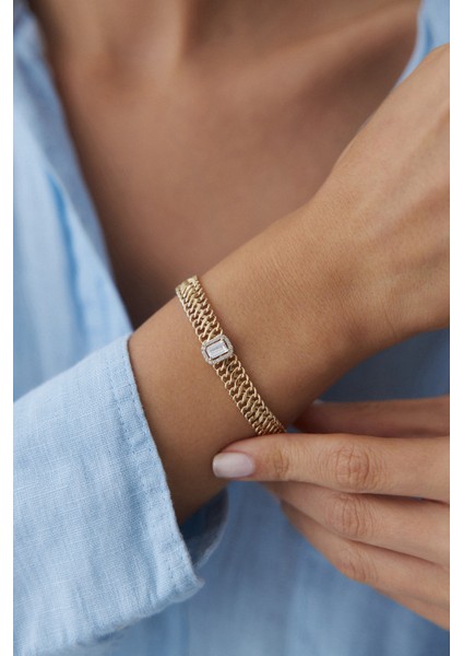 14 Ayar Altın Viyana Baget Bileklik