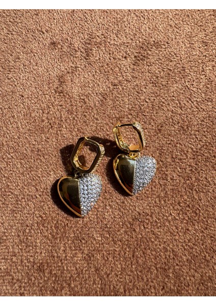 Taşlı Kalp Küpe modelleri