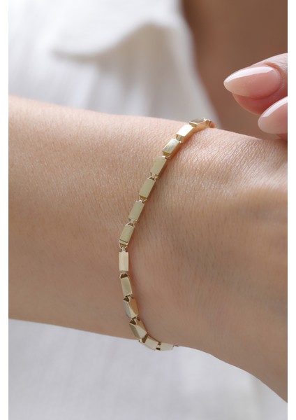 14 Ayar Altın Sıralı Külçe Bileklik fiyatları