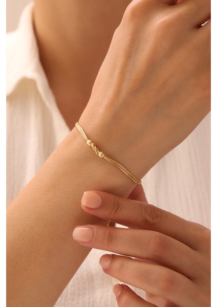 14 Ayar Altın Balık Sırtı Düğüm Bileklik