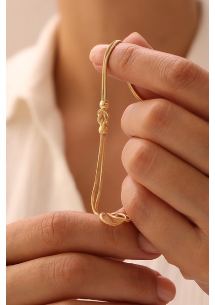 14 Ayar Altın Balık Sırtı Düğüm Bileklik modelleri