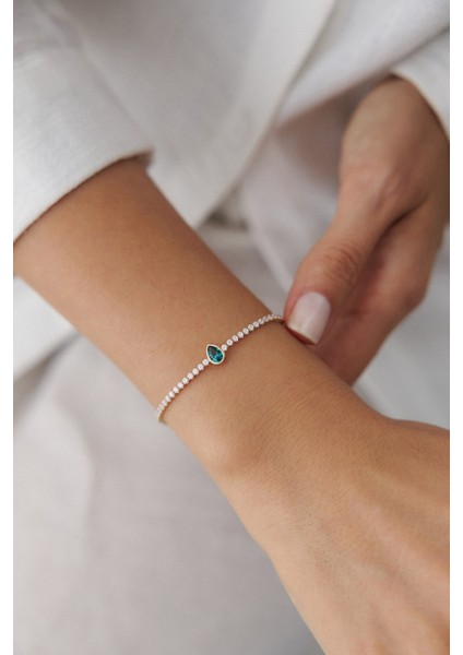 14 Ayar Altın Yeşil Damla Su Yolu Bileklik