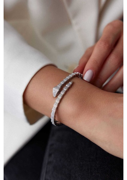 14 Ayar Altın Beyaz Altın Taşlı Snake Kelepçe fiyatları