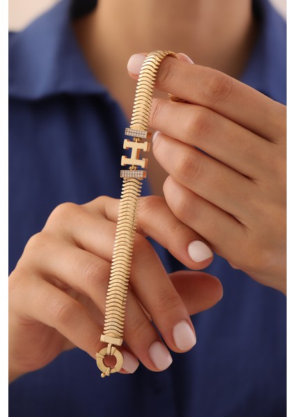 14 Ayar Altın Kalın Balık Sırtı Harf Bileklik fiyatları