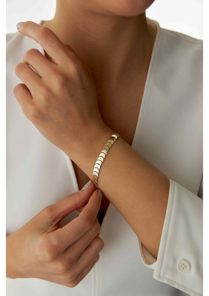 14 Ayar Altın Sıralı Pullu Bileklik fiyatları