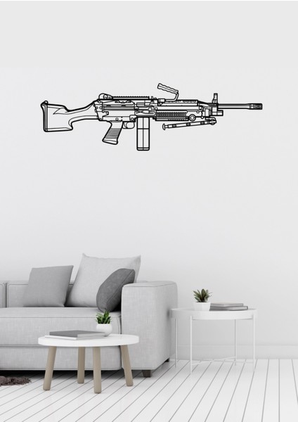 M-249 Makinalı Tüfek Desenli Dekoratif Metal Duvar Süsü