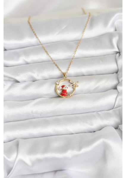 316L Çelik Zincir Gold Zirkon Taşlı Yılbaşı Tema Kadın Kolye fiyatları