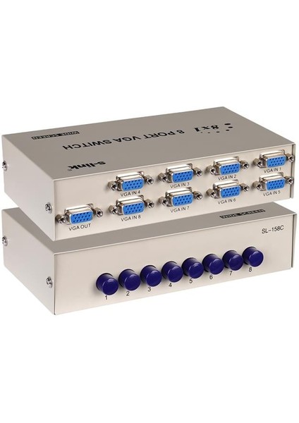 S-Link SL-158C 8x1 Port VGA Switch (8 Giriş - 1 Çıkış)