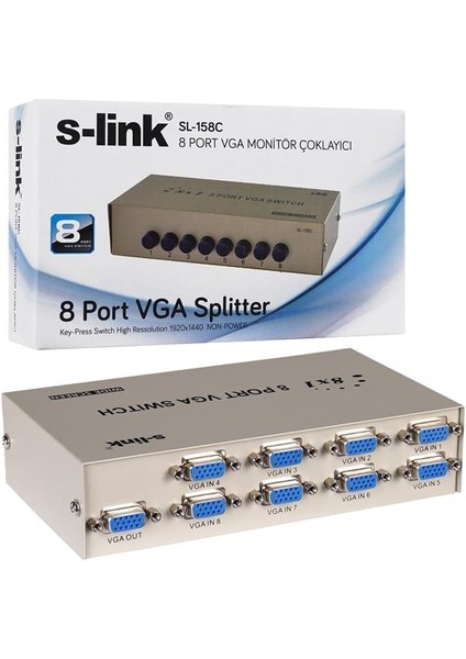 S-Link SL-158C 8x1 Port VGA Switch (8 Giriş - 1 Çıkış) fiyatları