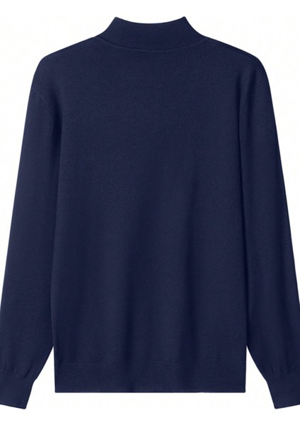 Erkek Lacivert Regular Fit Yarım Pat Fermuarlı Yaka Triko Kazak fiyatları