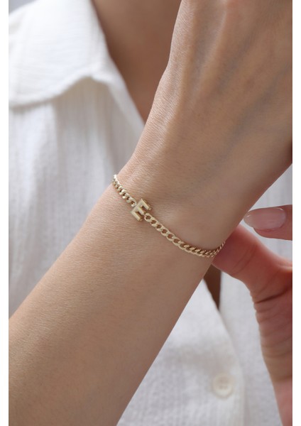 14 Ayar Altın Kişiselleştirilebilir Gurmet Harf Bileklik