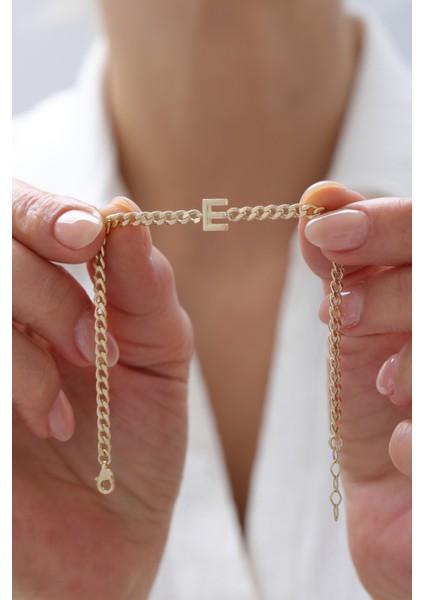 14 Ayar Altın Kişiselleştirilebilir Gurmet Harf Bileklik modelleri