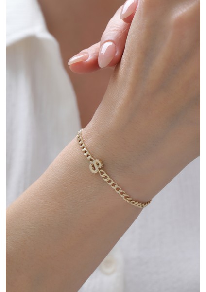 14 Ayar Altın Kişiselleştirilebilir Gurmet Harf Bileklik fırsatları