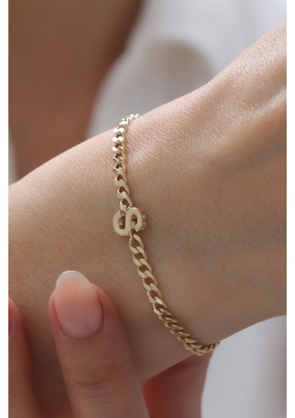 14 Ayar Altın Kişiselleştirilebilir Gurmet Harf Bileklik indirimleri