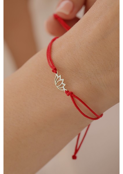 14 Ayar Altın Ipli Lotus Çiçeği Bileklik