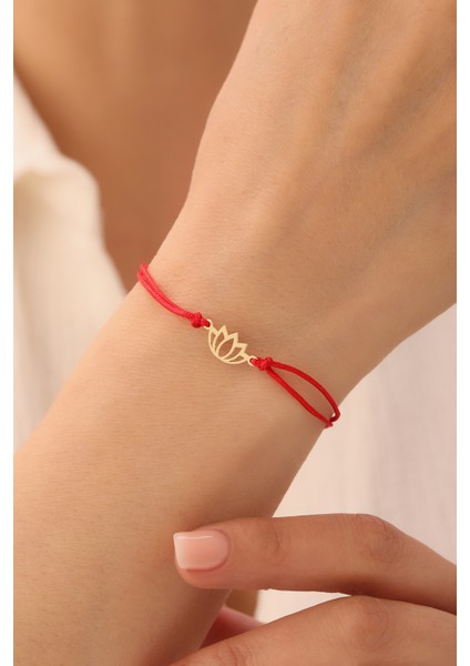 14 Ayar Altın Ipli Lotus Çiçeği Bileklik modelleri