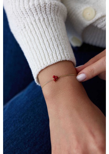 14 Ayar Altın Kırmızı Kokina Bileklik