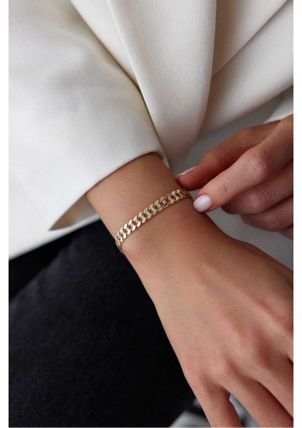 14 Ayar Altın Taşlı Gurmet Bileklik