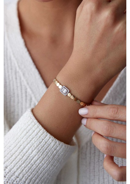 14 Ayar Altın Baget Pul Bileklik