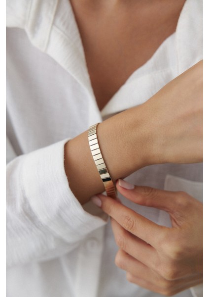 14 Ayar Altın Düz Dikdörtgen Bileklik