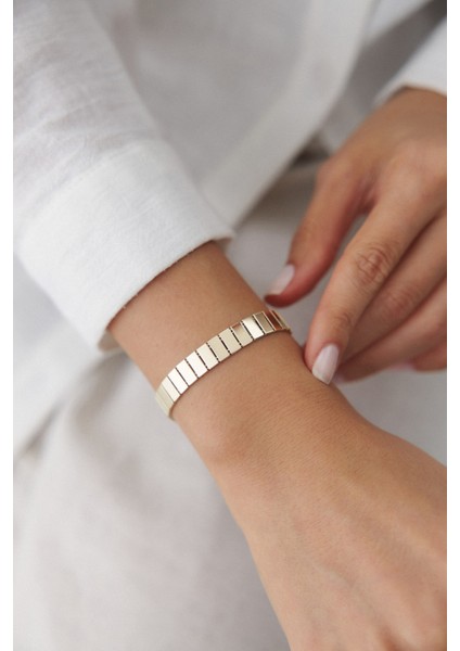 14 Ayar Altın Düz Dikdörtgen Bileklik modelleri