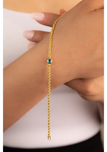 Altın Halat Burgu Bileklik Nazar Boncuklu modelleri