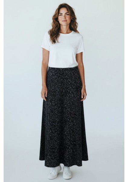 Kadın Beli Lastikli Desenli Sekiz Parça Balık Etek modelleri