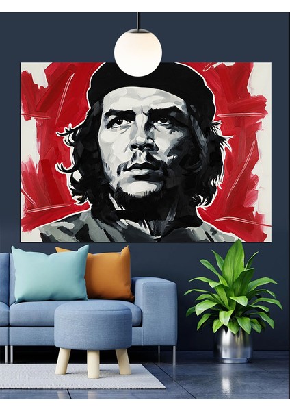 Che Guevara Siyah Beyaz Portre Dekoratif Kanvas - Mdf Ahşap Tablo modelleri