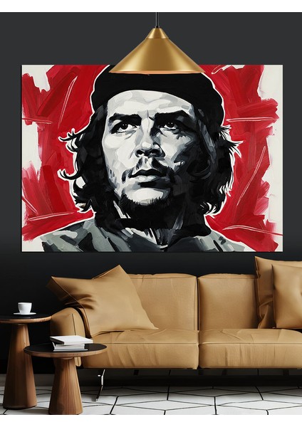 Che Guevara Siyah Beyaz Portre Dekoratif Kanvas - Mdf Ahşap Tablo fırsatları