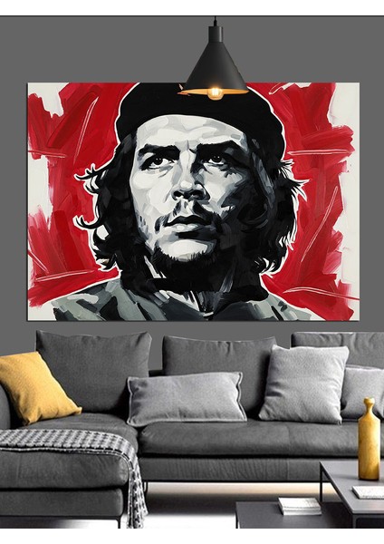 Che Guevara Siyah Beyaz Portre Dekoratif Kanvas - Mdf Ahşap Tablo indirimleri