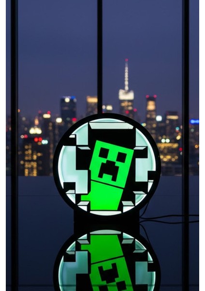 Minecraft Creeper Tasarımlı Dekoratif Aydınlatma Gece Lambası LED
