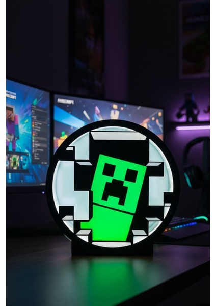 Minecraft Creeper Tasarımlı Dekoratif Aydınlatma Gece Lambası LED fiyatları