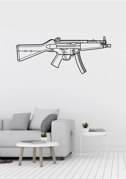 H&k Mp5 Tüfek Desenli Dekoratif Metal Duvar Süsü