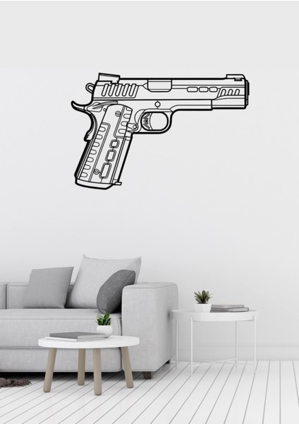 Colt M1911 Tabanca Desenli Dekoratif Metal Duvar Süsü
