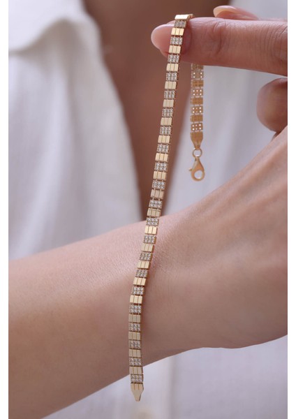 14 Ayar Altın Taşlı Modern Bileklik modelleri