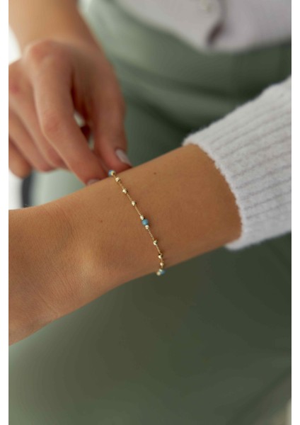 14 Ayar Altın Mineli Dorika Toplu Bileklik